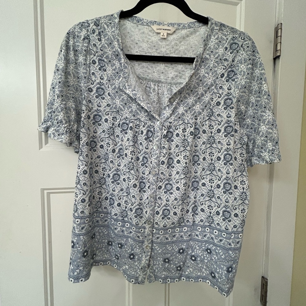 Lucky Brand Floral Blue Blouse